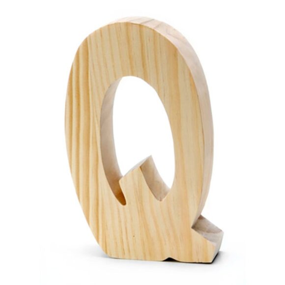 Chunky Unfinished Wood Letter Q - 7 3/4 inch - Free Standing - Picture 1 of 1